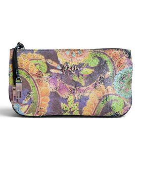 KEM Vintage Distressed Leather Floral Convertible Wristlet and Crossbody Bag
